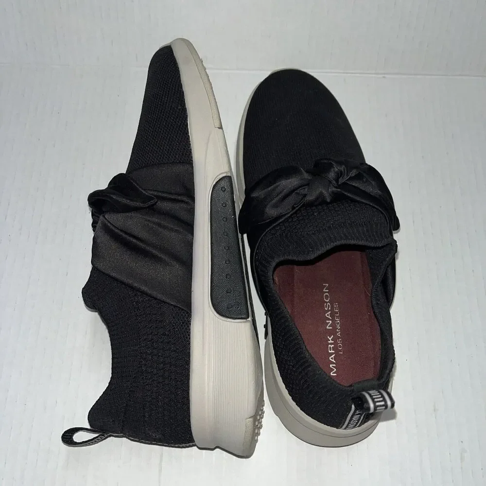 Mark Nason Los Angeles Black Knit Slip On Sneaker Shoe Size 8